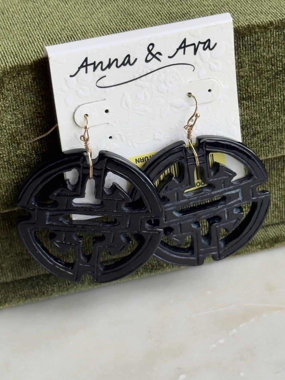 Anna & Ava Black Round Cutout Drop Earrings